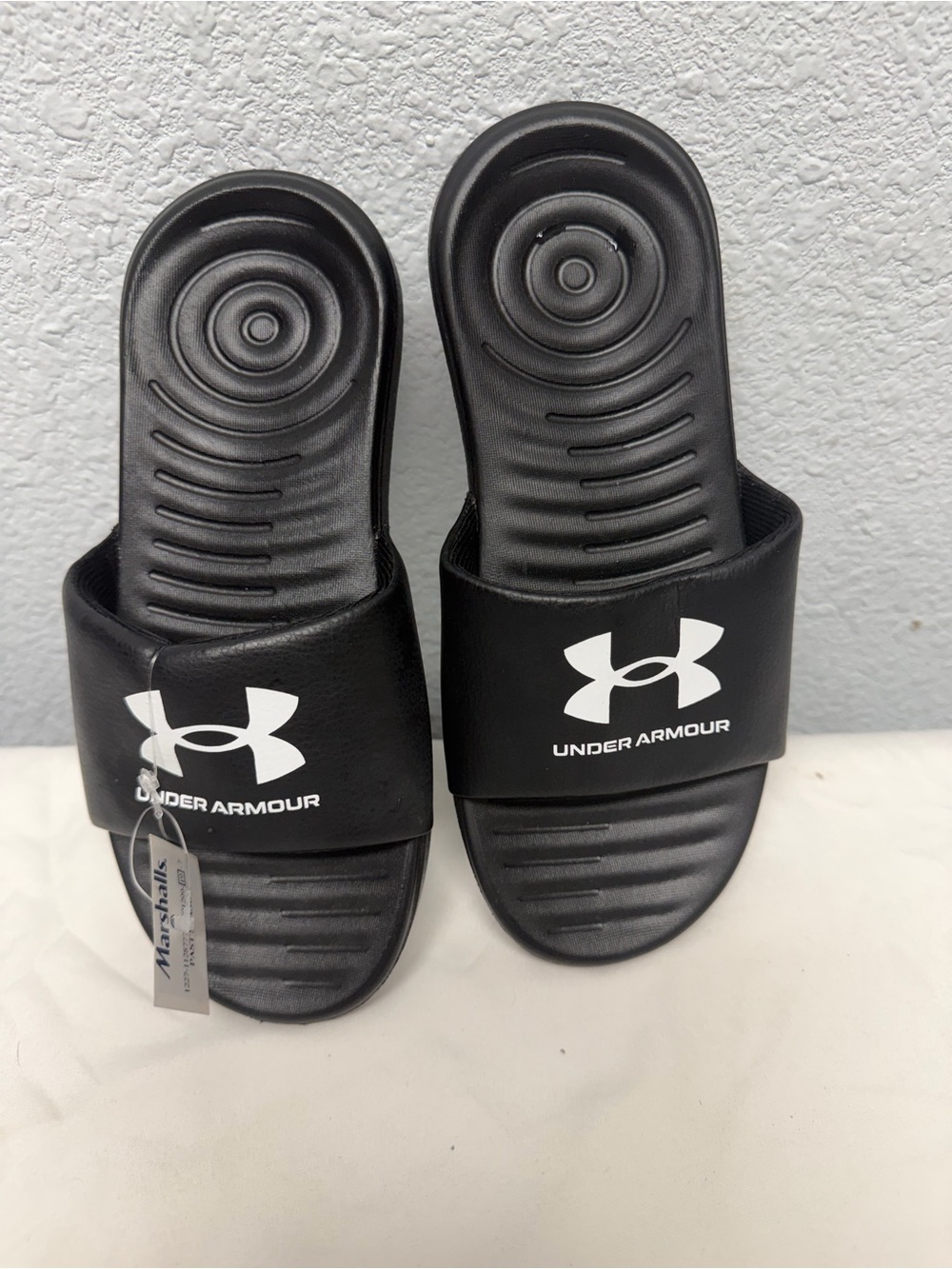 Under Armour Women’s Black Slide Sandals with White Logo